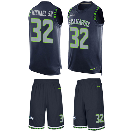 Men's Limited Christine Michael Sr Nike Jersey Navy Blue - #32 Tank Top Suit NFL Seattle Seahawks